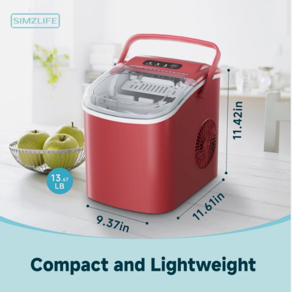 Countertop Ice Maker Machine, 9 Bullet Ice in 6 Min, Self-Cleaning, 26 lbs/Day